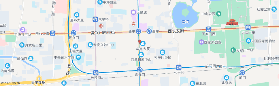 北京西单路口南_公交站地图_北京公交_妙搜公交查询2024