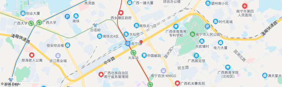 南宁火车站东(中华苏州路口)_公交站地图_南宁公交_妙搜公交查询2024