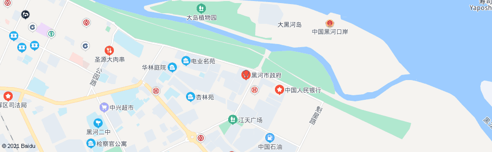 黑河市政府(东行)_公交站地图_黑河公交_妙搜公交查询2024