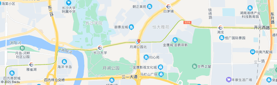 长沙月湖公园北_公交站地图_长沙公交_妙搜公交查询2024