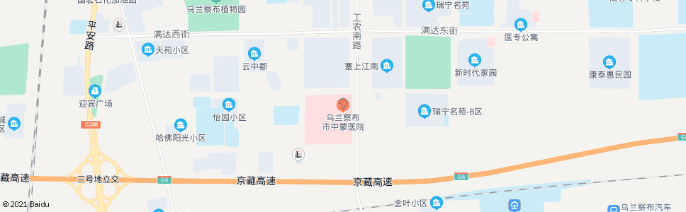 乌兰察布中蒙医院_公交站地图_乌兰察布公交_妙搜公交查询2024