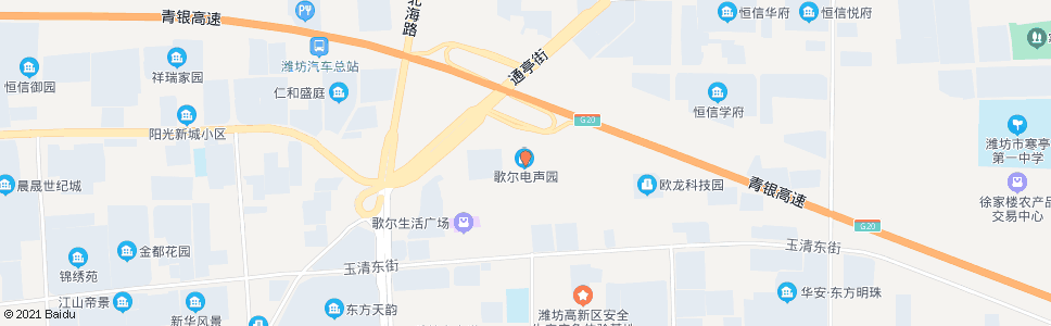 潍坊歌尔三期公寓_公交站地图_潍坊公交_妙搜公交查询2024