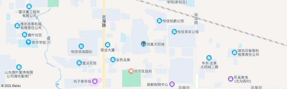 潍坊凤凰太阳城(龙泉街朝凤路口)_公交站地图_潍坊公交_妙搜公交查询2024