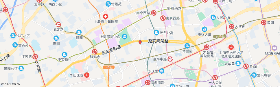 上海陕西南路延安中路_公交站地图_上海公交_妙搜公交查询2024