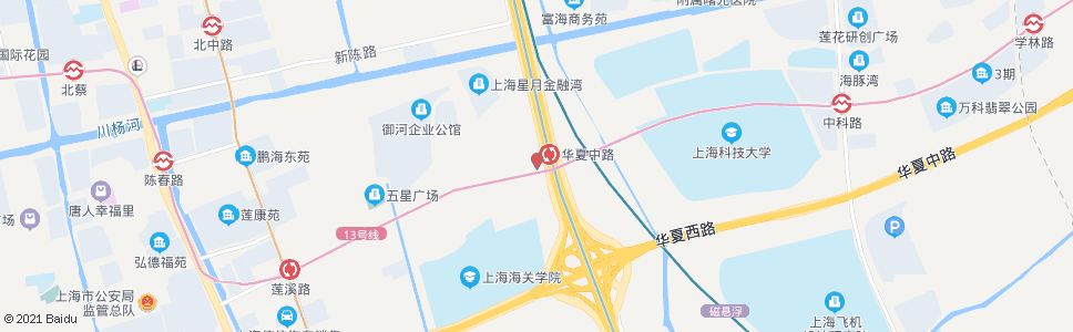 上海华夏中路(向阳河桥)_公交站地图_上海公交_妙搜公交查询2024