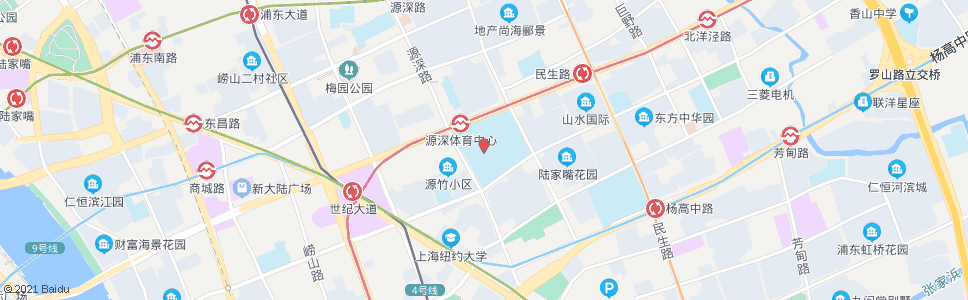 上海源深路张杨路(浦东体育公园)_公交站地图_上海公交_妙搜公交查询2024