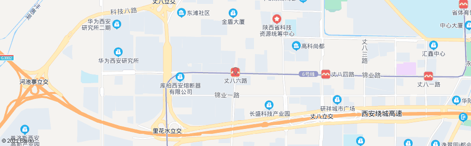 西安丈八六路北段_公交站地图_西安公交_妙搜公交查询2024