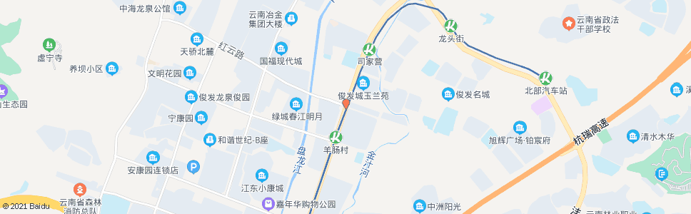 昆明羊肠村(北京路)_公交站地图_昆明公交_妙搜公交查询2024