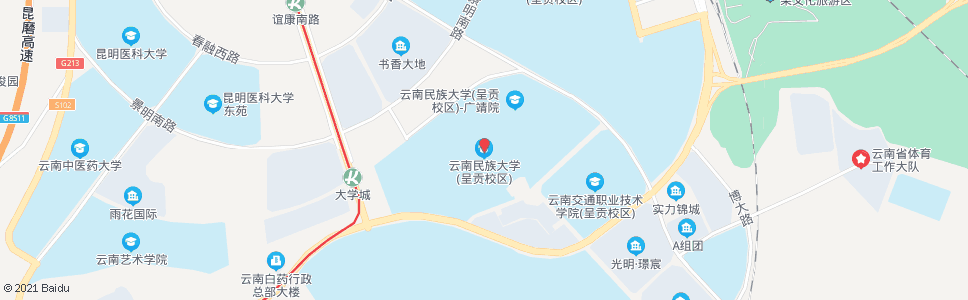 昆明景明南路(民族大学)_公交站地图_昆明公交_妙搜公交查询2024