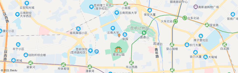 昆明云南大学(翠湖北路)_公交站地图_昆明公交_妙搜公交查询2024