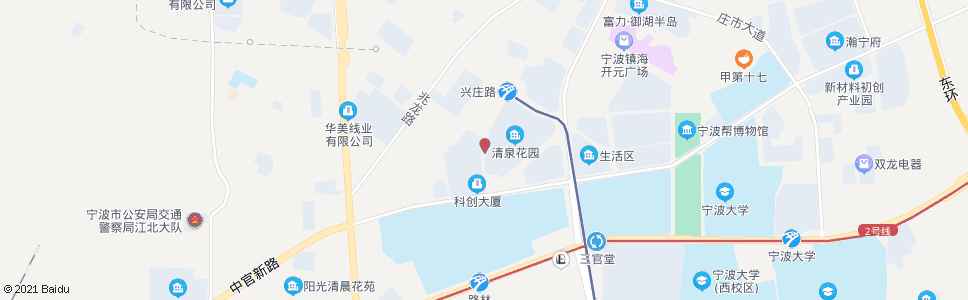 宁波清泉花园西大门(市大学科技园)_公交站地图_宁波公交_妙搜公交查询2024