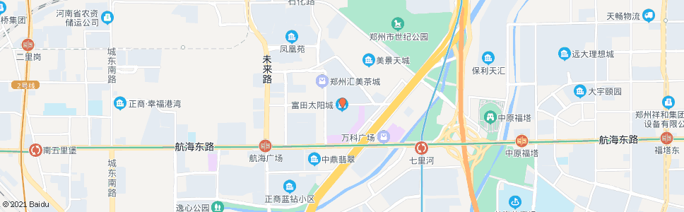 郑州中州大道航海路(富田太阳城)_公交站地图_郑州公交_妙搜公交查询2024