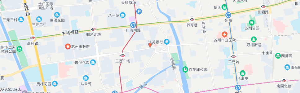 苏州三香公园(中华保险(苏州)公司)_公交站地图_苏州公交_妙搜公交查询2024