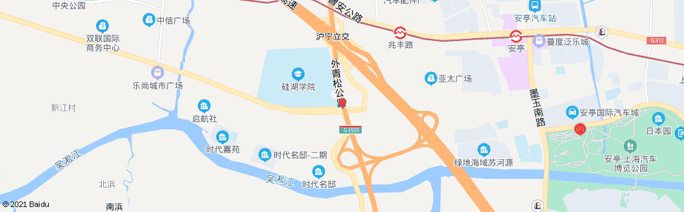 苏州外青松公路绿地大道(硅湖学校)_公交站地图_苏州公交_妙搜公交查询2024