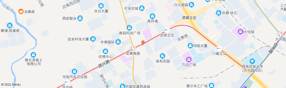 成都武青大道路口_公交站地图_成都公交_妙搜公交查询2024