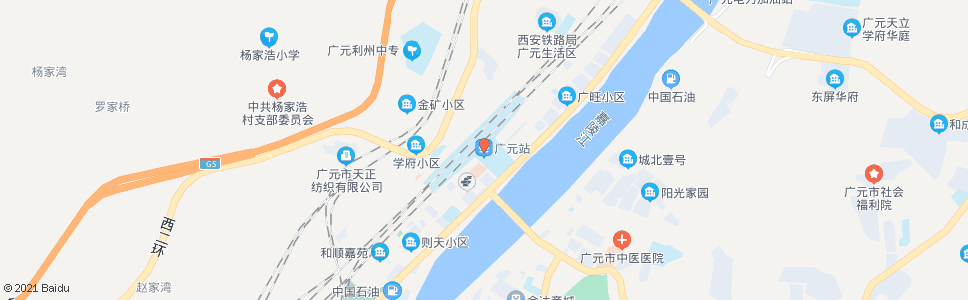 广元市场街_公交站地图_广元公交_妙搜公交查询2024