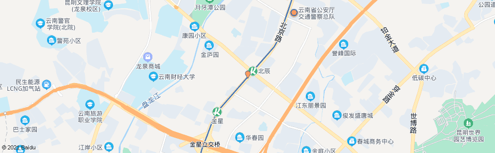 昆明北辰大道路口北京路(轨道交通2号线北辰站)_公交站地图_昆明公交_妙搜公交查询2024